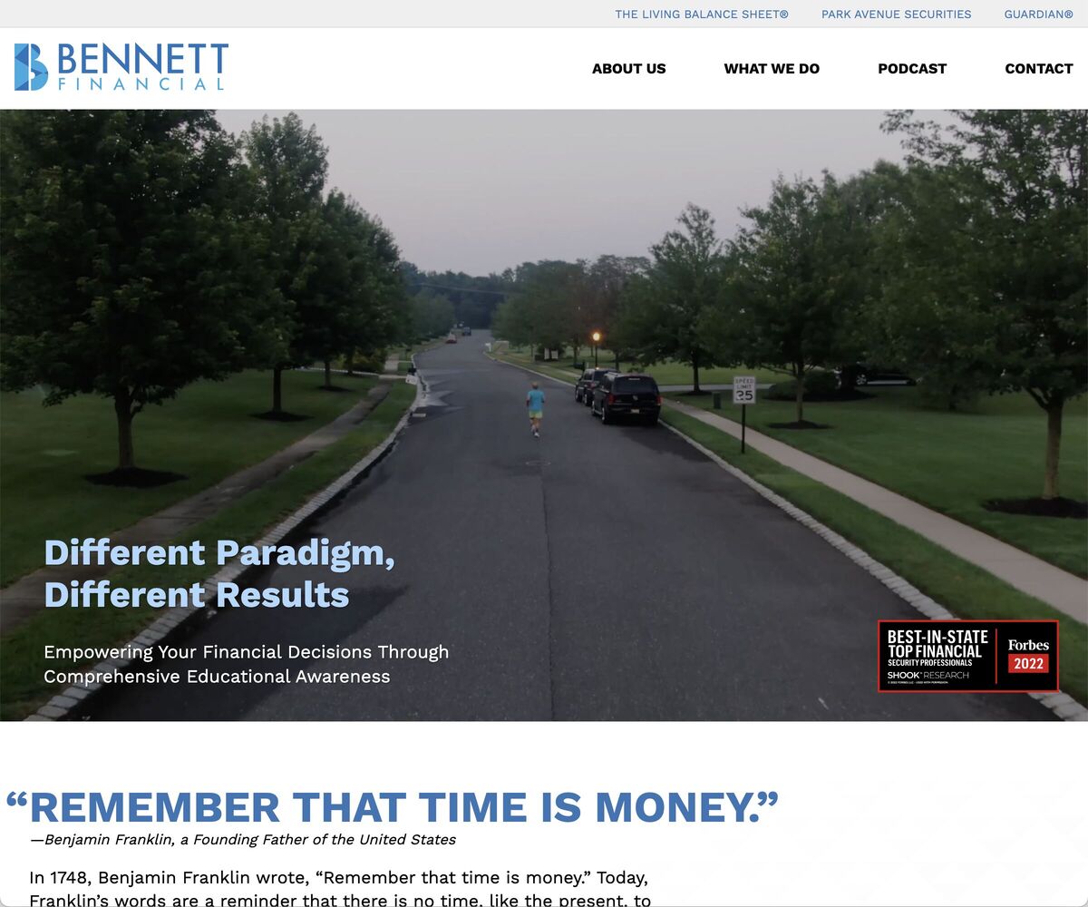 Bennett Financial Webpage